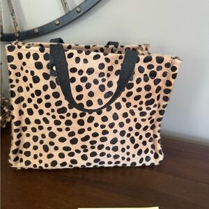 Leopard Print small Mimi Bear  Tote Bag with Black Handles